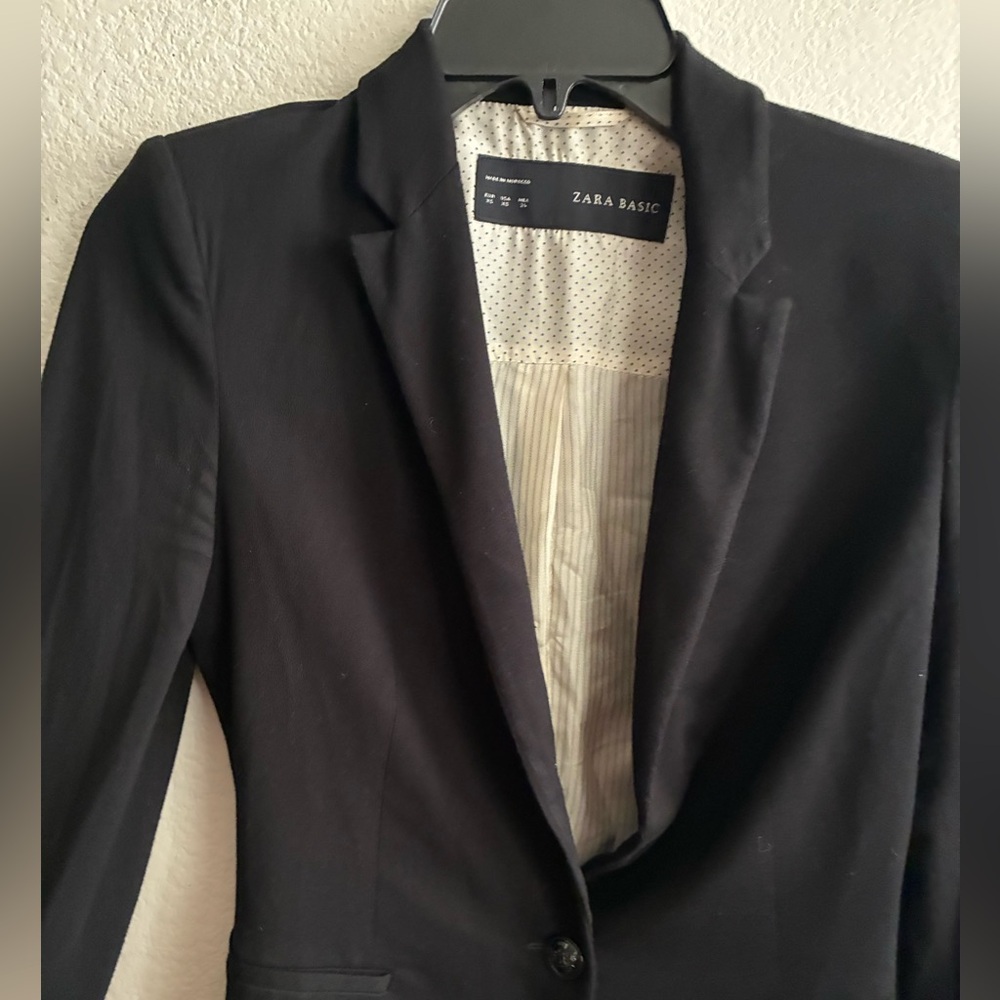 Zara Classic Style Basic Single Button Black Blaz… - image 7